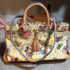 Dooney &‎ Bourke Disney Mickey Mouse Sketch Tassel Crossbody Tote Purse Multi